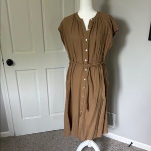 GAP Tan gauze cap SleeveMidi Dress